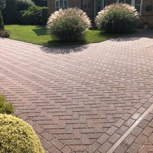 Herringbone block-paved driveway β building work by Fen Developments